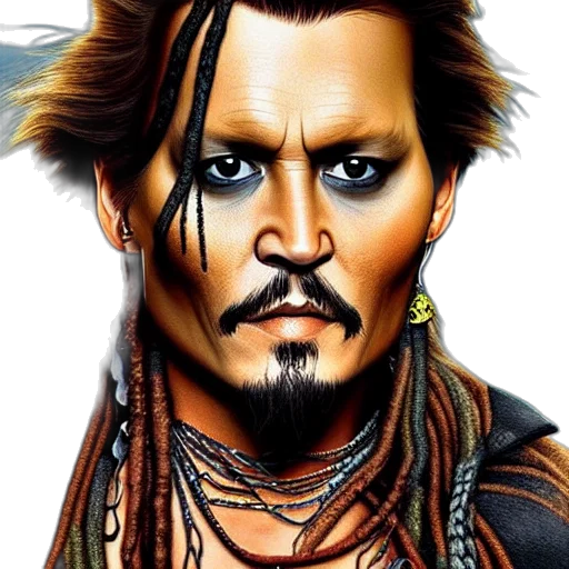 face, photorealistic, comic book art, fantasy art, anime, johnny, depp, lion transparent PNG cut-out