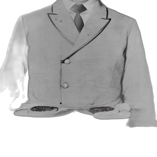 jacket, staff, dress, face, 3d render, photorealistic, concept art, monochrome transparent PNG cut-out