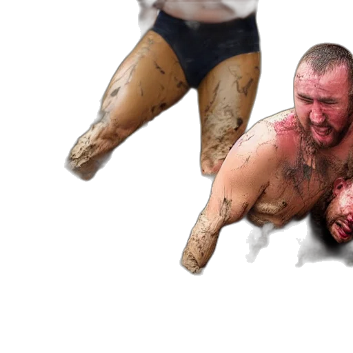 photorealistic, concept art, drunks, fall, over, mud, wrestling transparent PNG cut-out