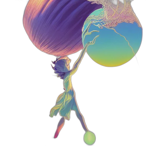 umbrella, staff, hair, creature transparent PNG cut-out
