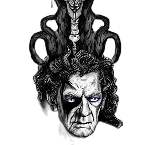 creature, mask, crown, comic book art transparent PNG cut-out