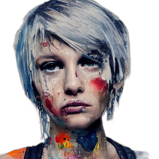 face, photorealistic, cyberpunk, concept art, comic book art, colorful, dark, blue transparent PNG cut-out