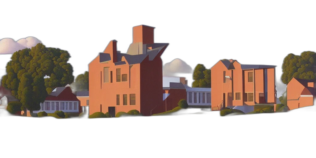 building, concept art, 3d render, pixel art, photorealistic, city street, snow, earth tones transparent PNG cut-out