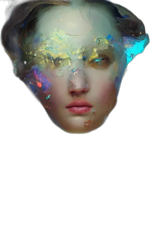 mask, face, crown, hat, photorealistic, vaporwave, concept art, fantasy art transparent PNG cut-out