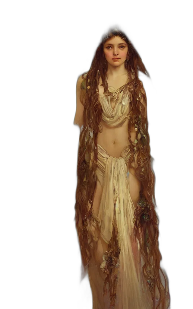 dress, staff, jewelry, creature, fantasy art, concept art, pixel art, photorealistic transparent PNG cut-out