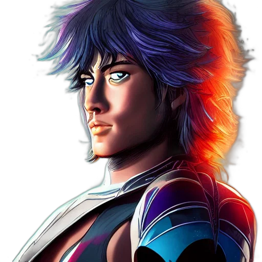 hair, face, jacket, concept art, fantasy art, photorealistic, anime, blue transparent PNG cut-out