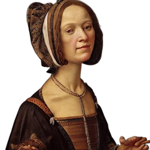 face, dress, jewelry, hat, photorealistic, oil painting, pixel art, 3d render transparent PNG cut-out
