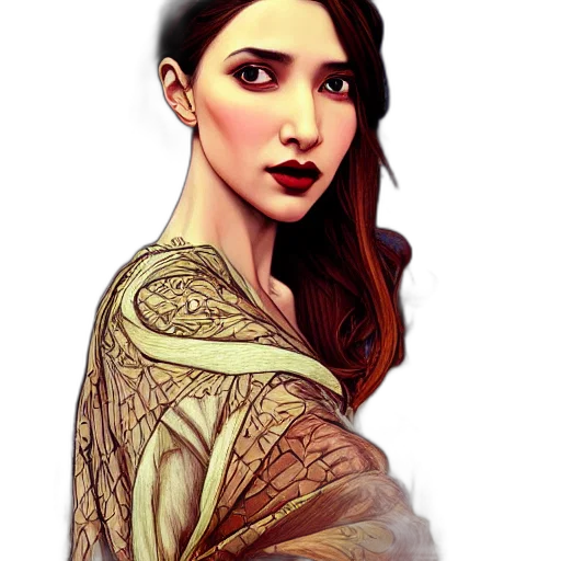 dress, face, jewelry, staff transparent PNG cut-out