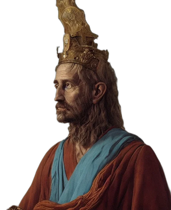 crown, hat, staff, face transparent PNG cut-out