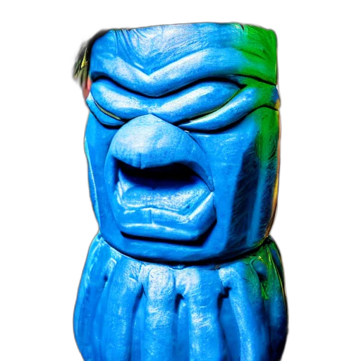 mask, face, creature, bottle, 3d render, concept art, blue, closeup transparent PNG cut-out
