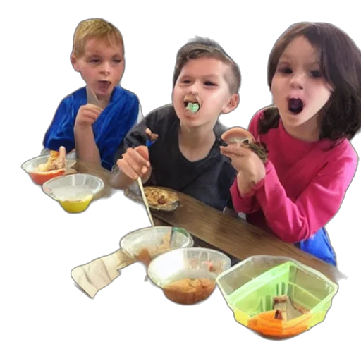 kids, excited, try, eating transparent PNG cut-out