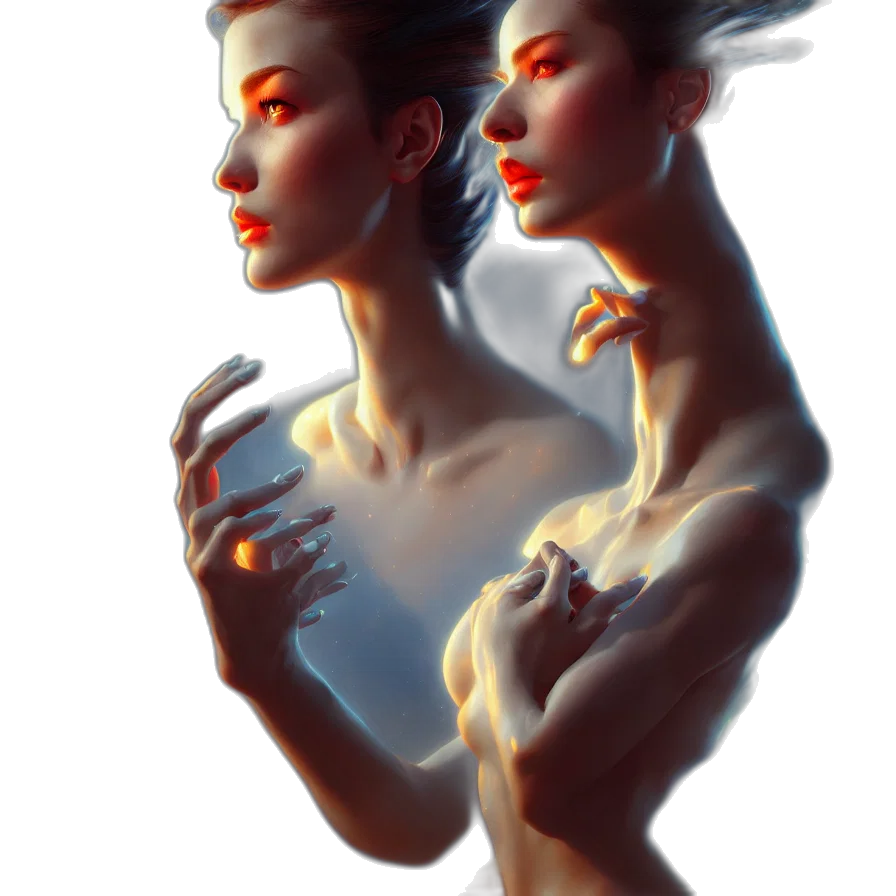 concept art, fantasy art, cyberpunk, photorealistic, underwater, neon lights, fire, outer space transparent PNG cut-out