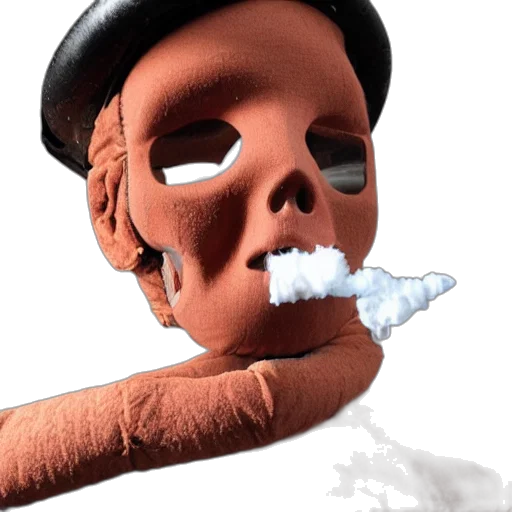 mask, face, hat, staff, 3d render, concept art, photorealistic, vaporwave transparent PNG cut-out