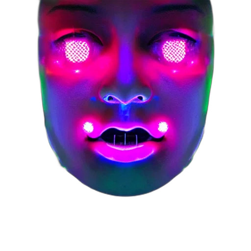 mask, face, robot, creature, cyberpunk, vaporwave, 3d render, concept art transparent PNG cut-out