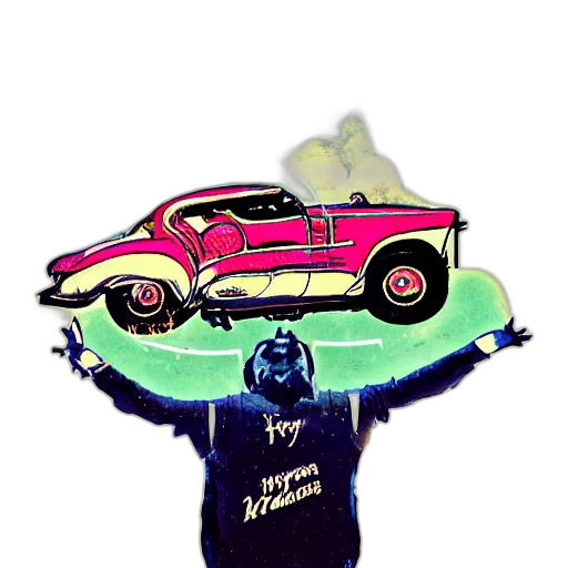car, vaporwave, comic book art, concept art transparent PNG cut-out