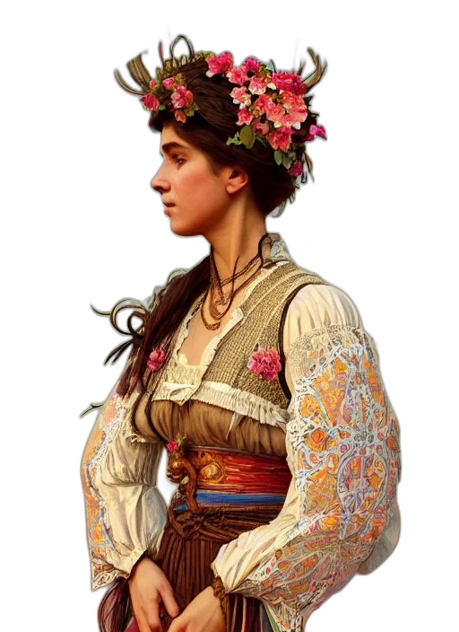 dress, crown, face, jewelry, oil painting, fantasy art, photorealistic, concept art transparent PNG cut-out