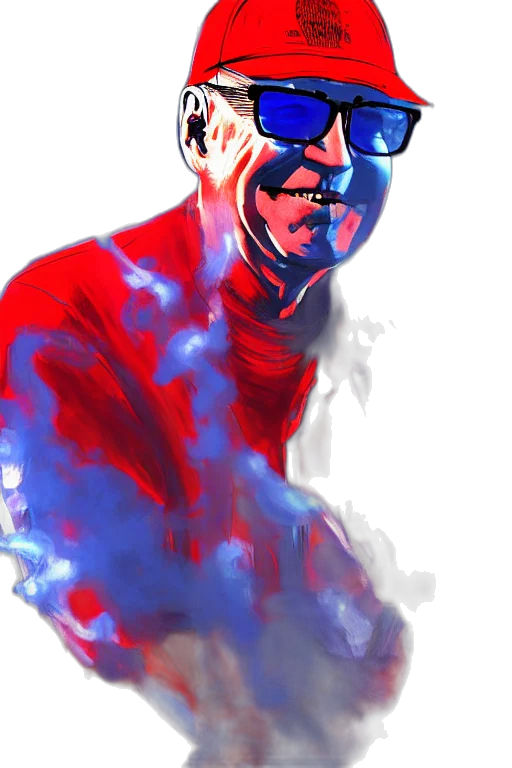 face, comic book art, photorealistic, oil painting, concept art, red, blue, neon transparent PNG cut-out