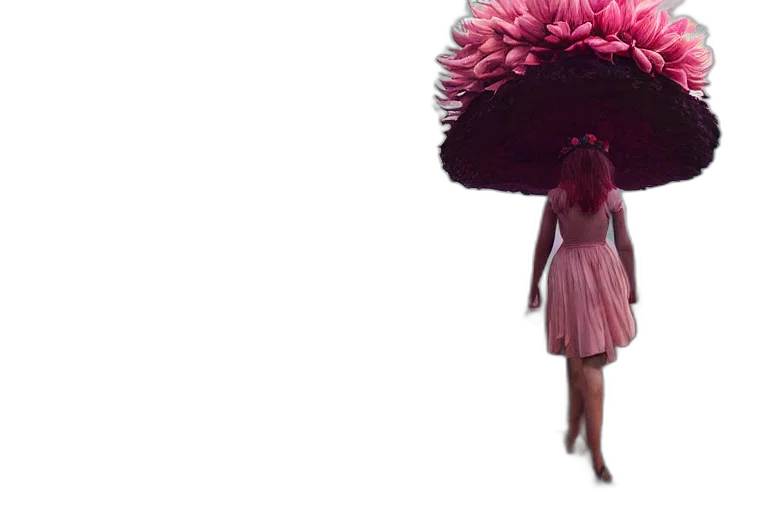 dress, hat, umbrella, hair, concept art, giant, dahlia, flower transparent PNG cut-out