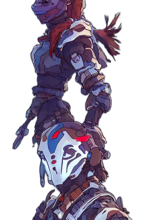 robot, weapon, creature, mask, concept art, cyberpunk, pixel art, fantasy art transparent PNG cut-out