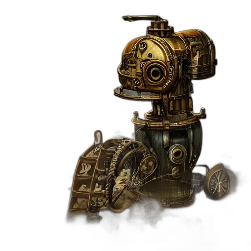 robot, weapon, staff, concept art, fantasy art, 3d render, photorealistic, machine transparent PNG cut-out