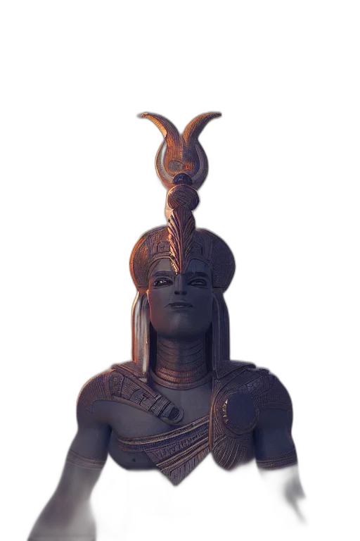staff, crown, mask, robot, 3d render, concept art, fantasy art, photorealistic transparent PNG cut-out