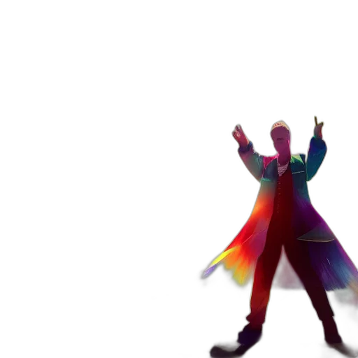 jacket, umbrella, sword, concept art, 3d render, outer space, colorful, young transparent PNG cut-out