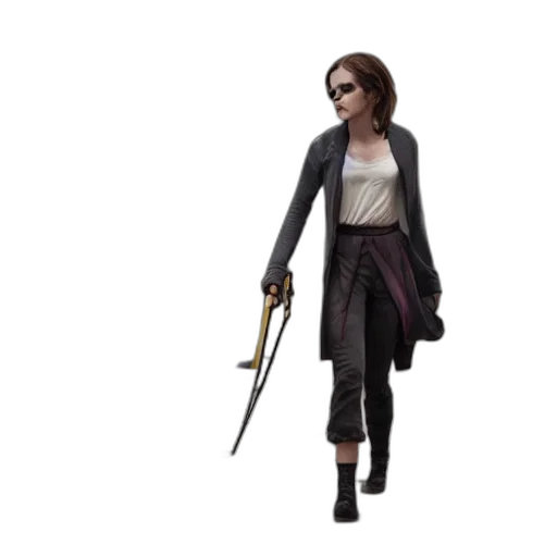 jacket, staff, weapon, concept art, 3d render, fantasy art, pixel art, dark transparent PNG cut-out