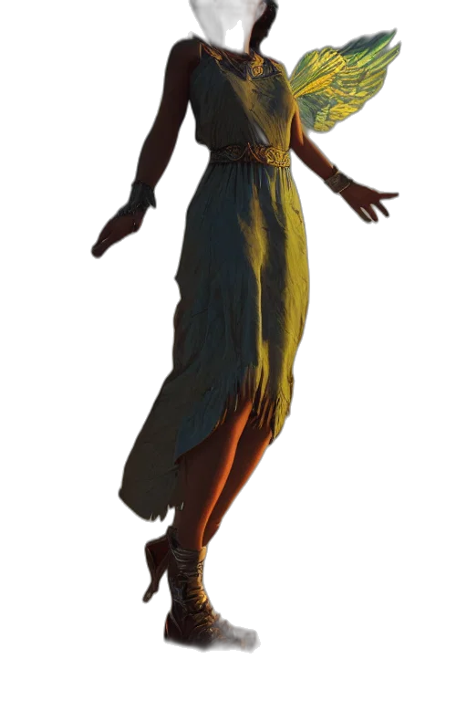 dress, staff, creature, robot transparent PNG cut-out