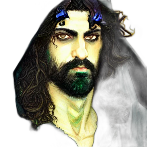 fantasy art, concept art, photorealistic, watercolor, green, eyes, portrait, painting transparent PNG cut-out
