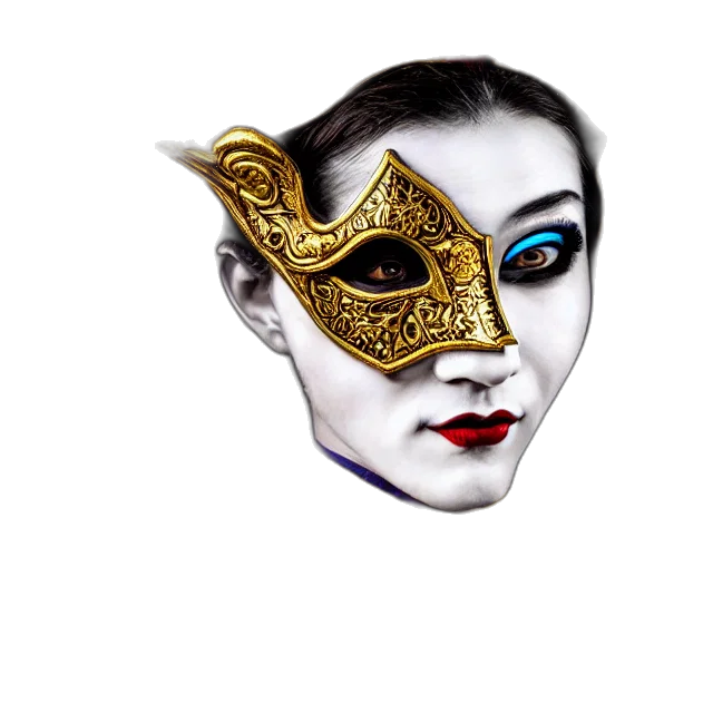 mask, crown, face, jewelry, fantasy art, concept art, photorealistic, 3d render transparent PNG cut-out