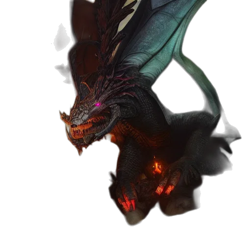 dragon, creature, staff, animal, concept art, fantasy art, pixel art, 3d render transparent PNG cut-out