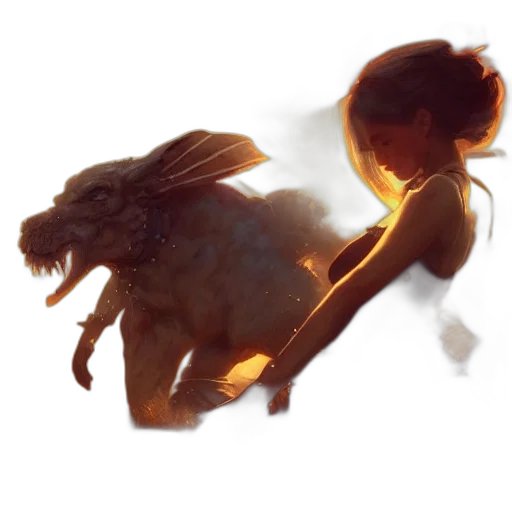 dragon, creature, animal, hair, concept art, fantasy art, photorealistic, 3d render transparent PNG cut-out