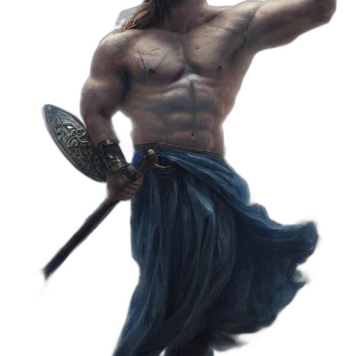 sword, hair, weapon, animal, fantasy art, concept art, photorealistic, 3d render transparent PNG cut-out