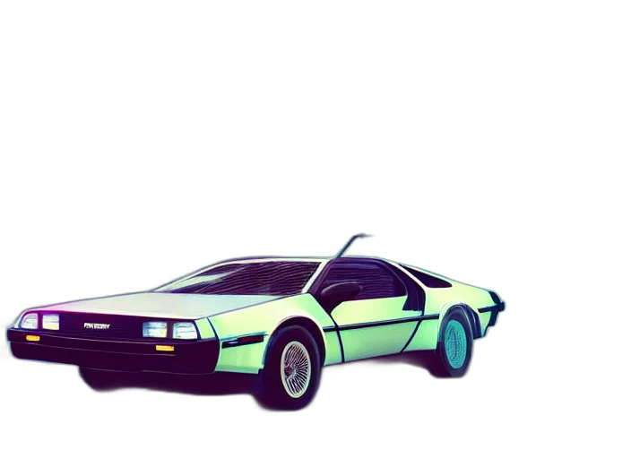 car, robot, concept art, vaporwave, 3d render, pixel art, neon lights, neon transparent PNG cut-out