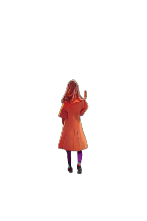 dress, jacket, umbrella, hair, 3d render, concept art, pixel art, anime transparent PNG cut-out