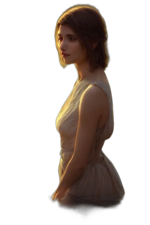 dress, face, staff, crown, concept art, photorealistic, 3d render, fantasy art transparent PNG cut-out