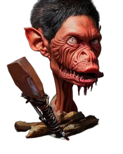 face, mask, creature, staff, concept art, 3d render, photorealistic, fantasy art transparent PNG cut-out