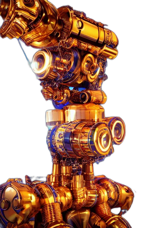 robot, weapon, staff, jewelry, 3d render, concept art, cyberpunk, underwater transparent PNG cut-out