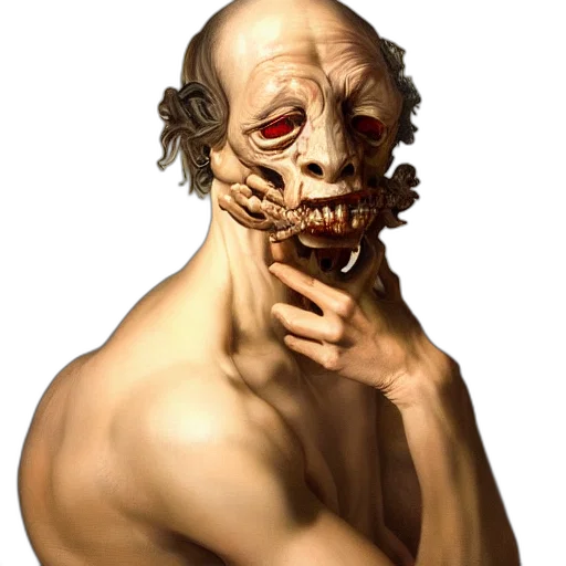 mask, face, creature, staff, concept art, photorealistic, 3d render, fantasy art transparent PNG cut-out