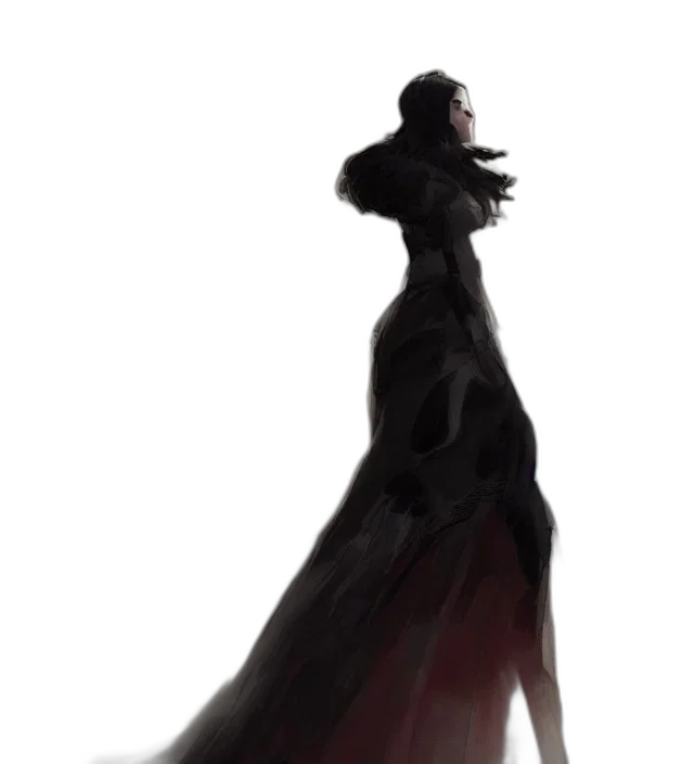 dress, creature, crown, staff transparent PNG cut-out