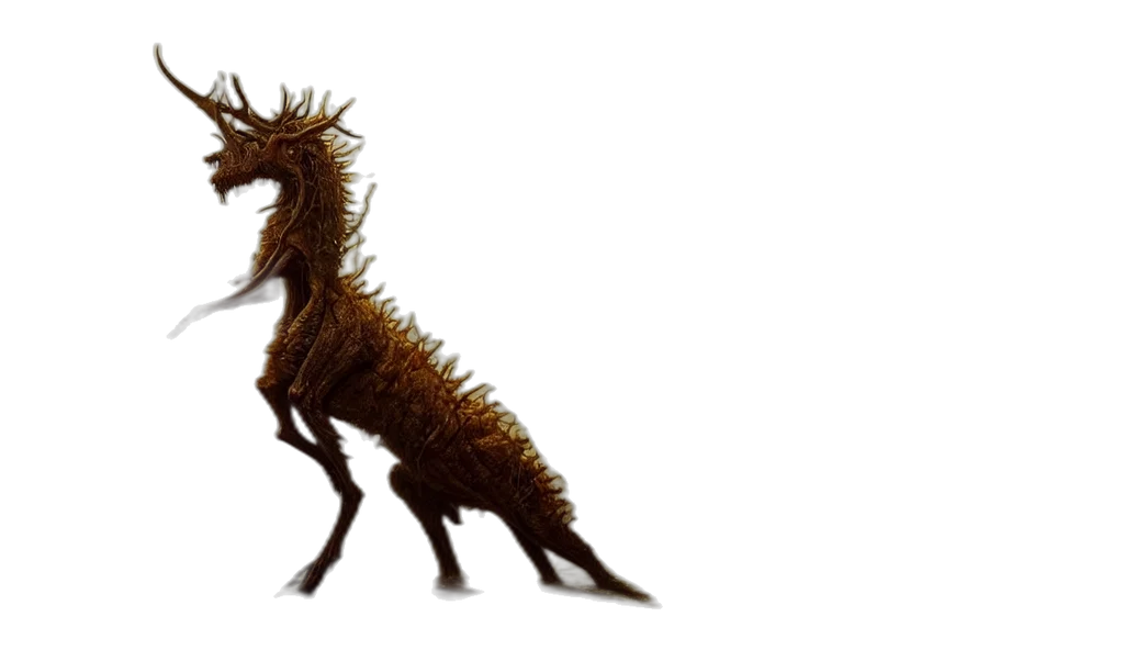 dragon, creature, animal, hair, concept art, 3d render, fantasy art, photorealistic transparent PNG cut-out