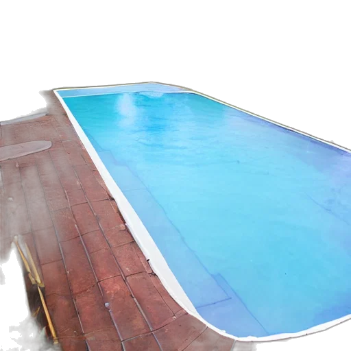 3d render, photorealistic, blue, swimming, pool, floating, over, neighborhood transparent PNG cut-out