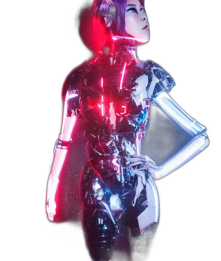 robot, dress, bottle, jacket, cyberpunk, 3d render, vaporwave, concept art transparent PNG cut-out