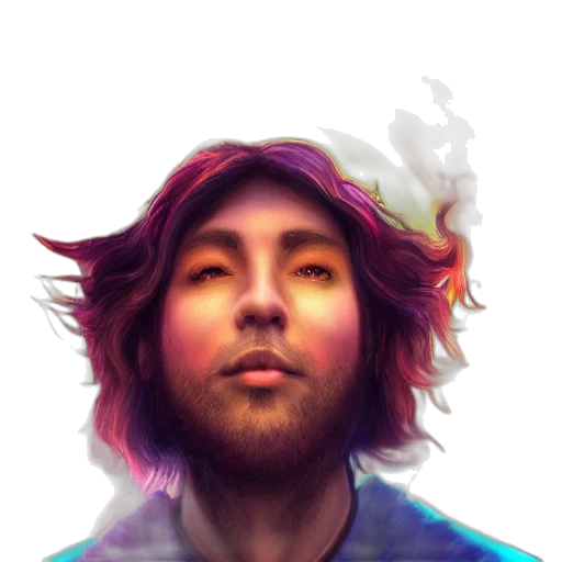 face, hair, staff, jacket, vaporwave, photorealistic, watercolor, concept art transparent PNG cut-out