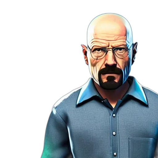 jacket, face, 3d render, concept art, comic book art, cartoon, walter, white transparent PNG cut-out