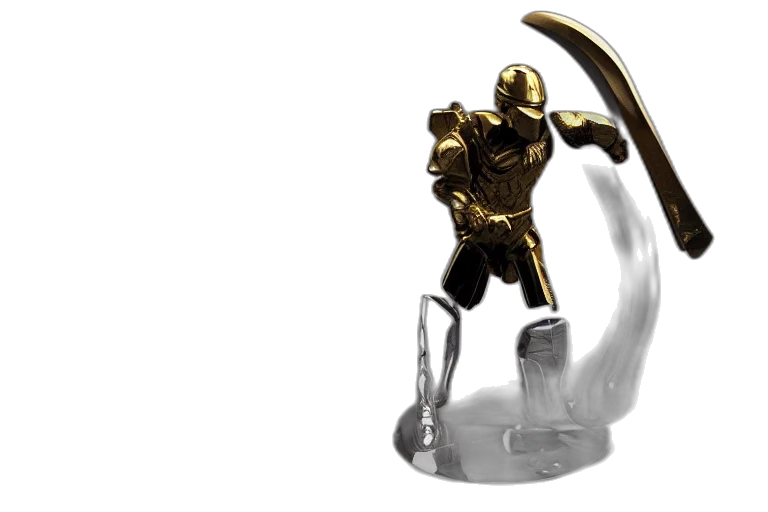sword, weapon, robot, 3d render, concept art, fantasy art, warrior, chrome transparent PNG cut-out
