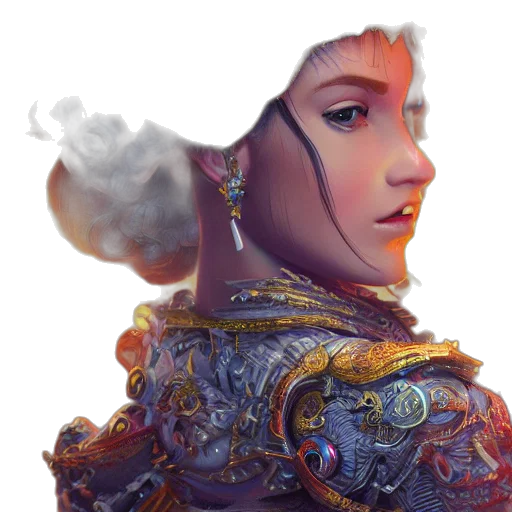 crown, face, staff, robot, fantasy art, concept art, 3d render, photorealistic transparent PNG cut-out