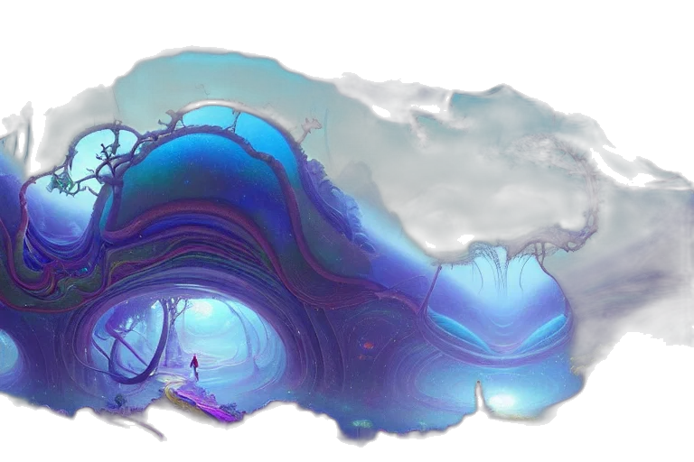 hair, vaporwave, concept art, underwater, fog, outer space, blue, pastel transparent PNG cut-out