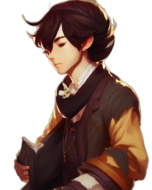 staff, jacket, face, crown, fantasy art, anime, concept art, pixel art transparent PNG cut-out