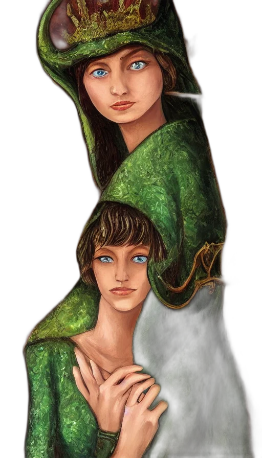 dragon, dress, face, crown, fantasy art, concept art, pixel art, comic book art transparent PNG cut-out